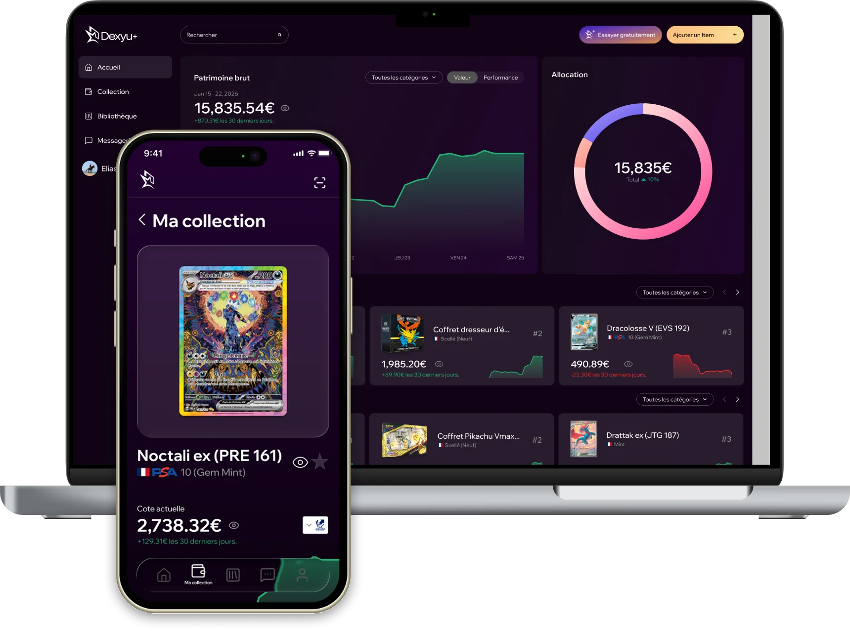 Application Dexyu — Dashboard desktop et collection mobile