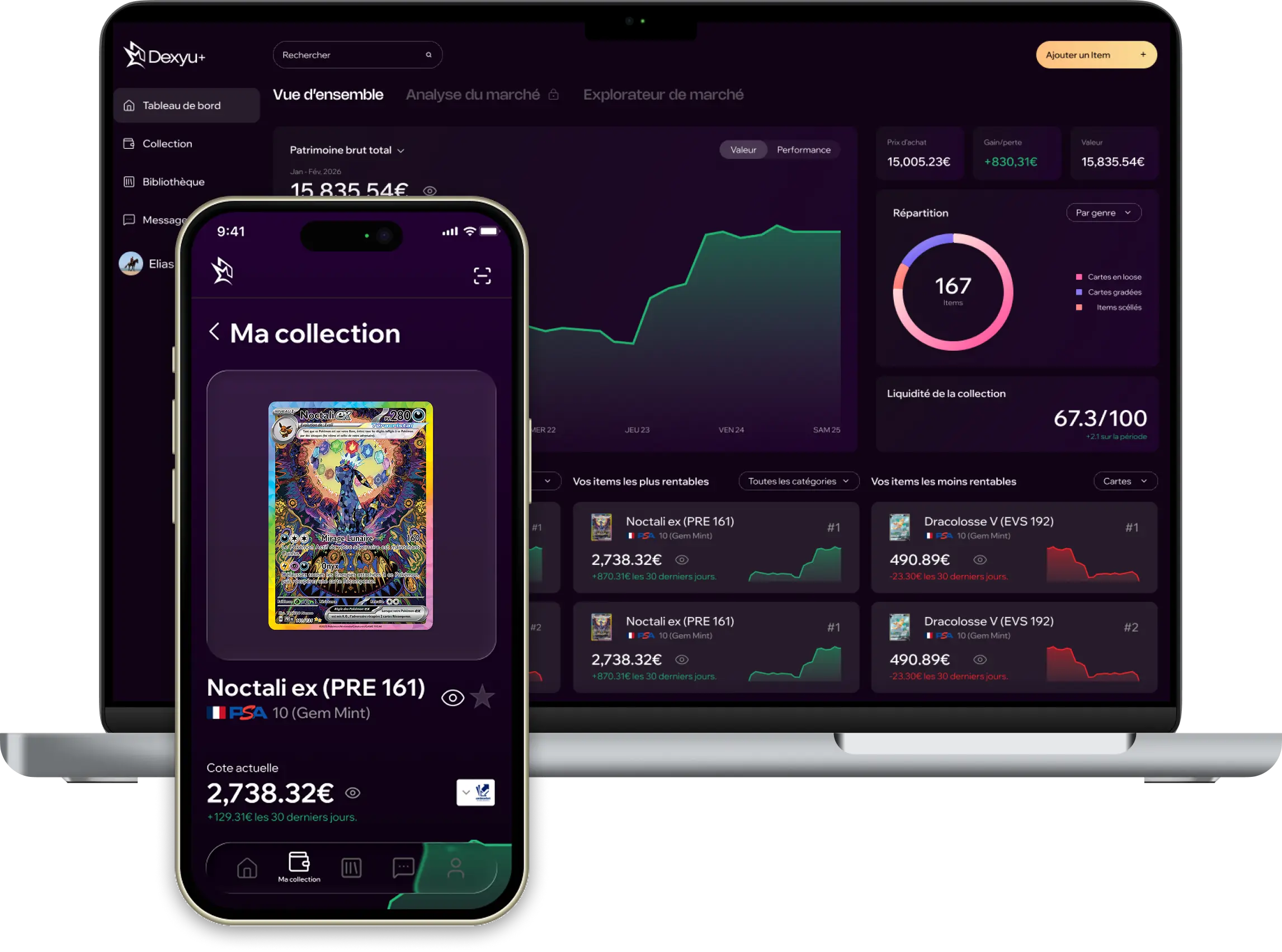 Application Dexyu — Dashboard desktop et collection mobile